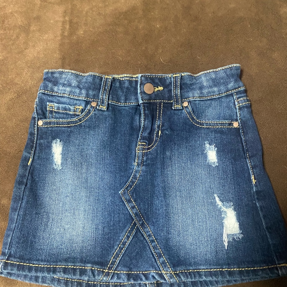 Denim Mini Skirt with Distressed Details girls size 4/5